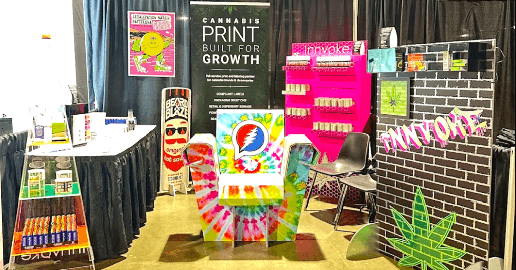 Trade show setup with neon colors